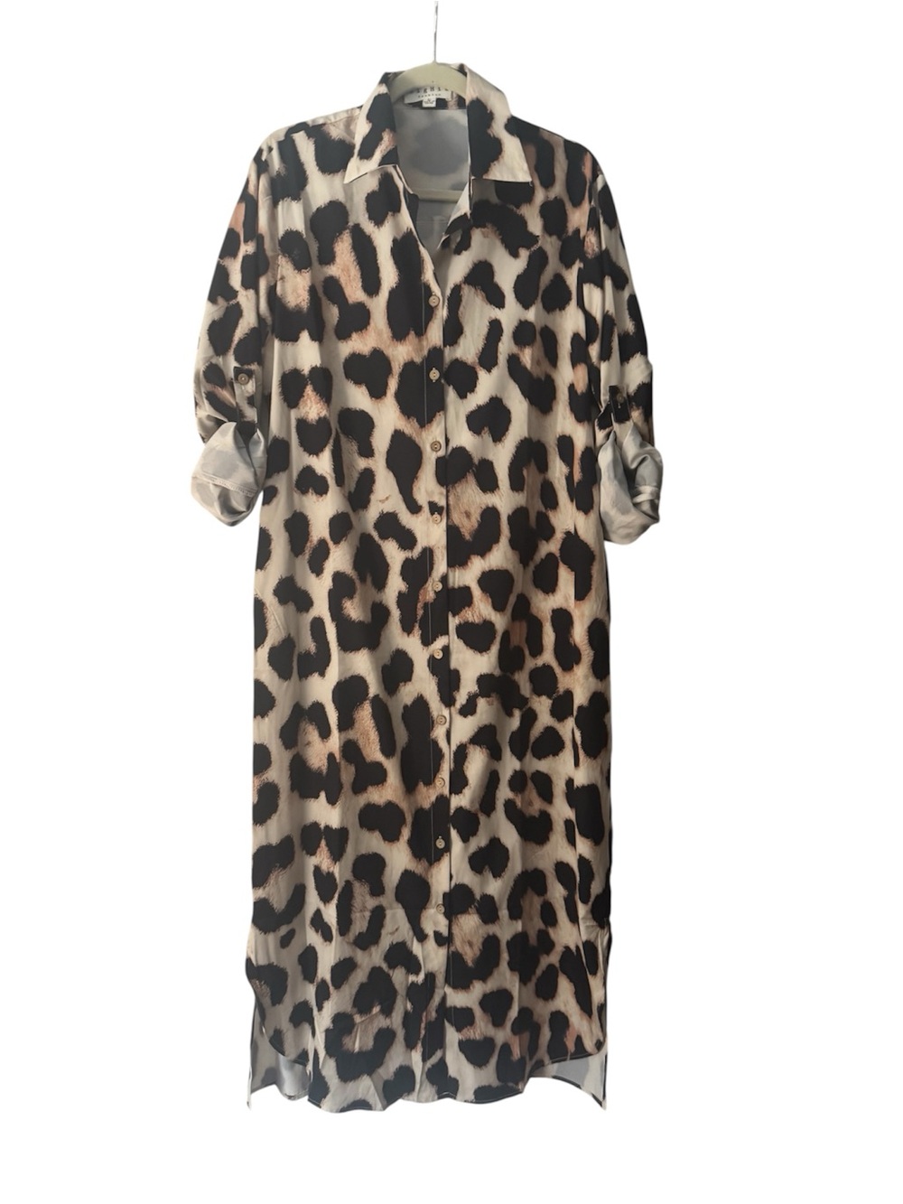 Big Hit Fashion Animal Printed Button
Through Midaxi Shirt Dress Size L